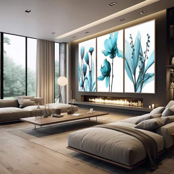 Quadro Decorativo Flores Azuis: Arte Suave que Encanta