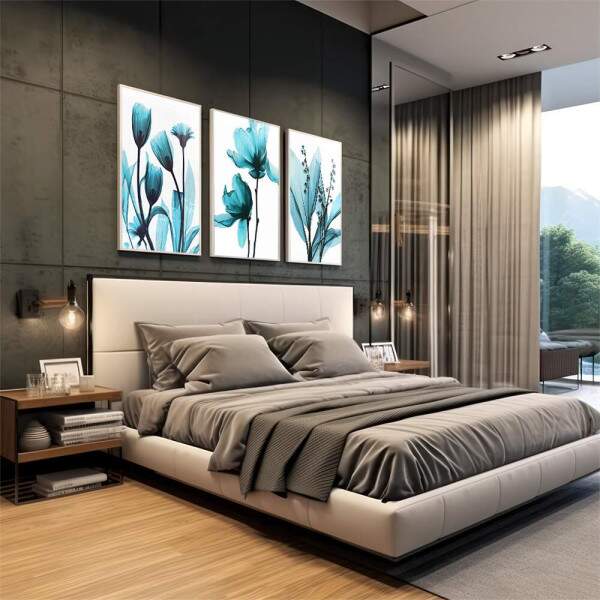 Quadro Decorativo Flores Azuis: Arte Suave que Encanta
