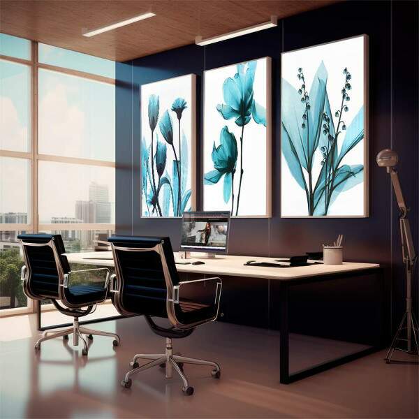 Quadro Decorativo Flores Azuis: Arte Suave que Encanta