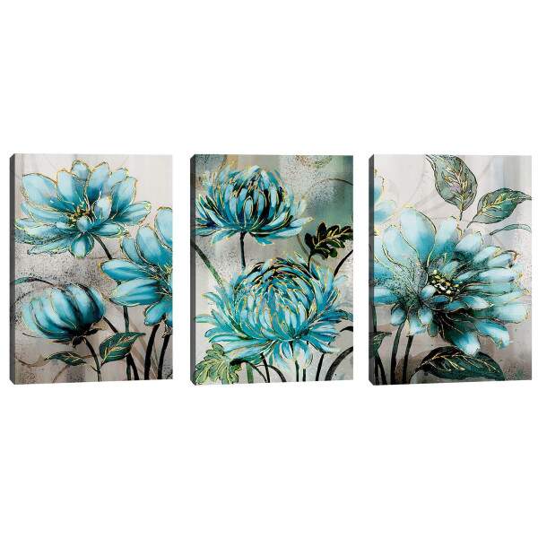 Quadro Decorativo Refrescante Jardim de Flores Azuis