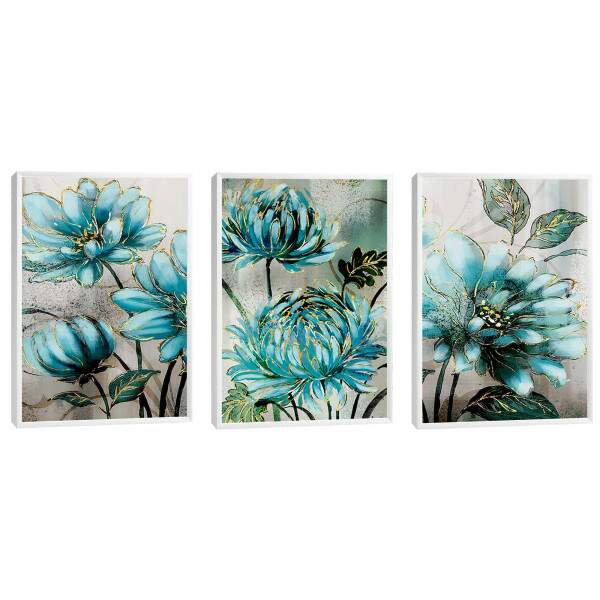 Quadro Decorativo Refrescante Jardim de Flores Azuis