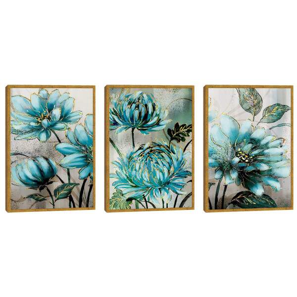 Quadro Decorativo Refrescante Jardim de Flores Azuis