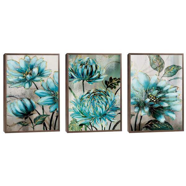 Quadro Decorativo Refrescante Jardim de Flores Azuis