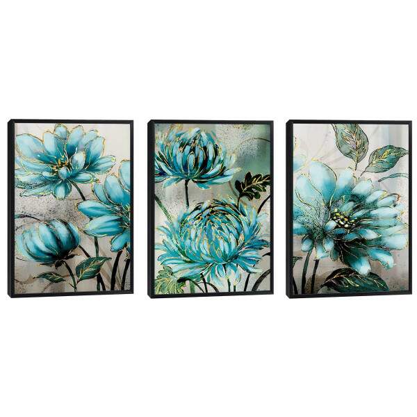 Quadro Decorativo Refrescante Jardim de Flores Azuis