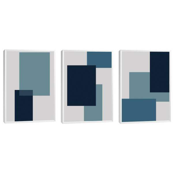 Quadro Decorativo: Harmonia Azul e Cinza, Inspira Modernidade