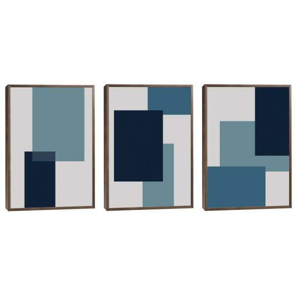 Quadro Decorativo: Harmonia Azul e Cinza, Inspira Modernidade