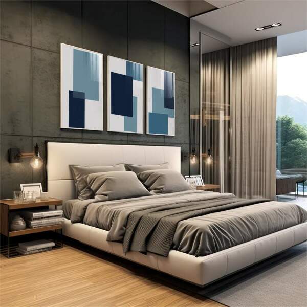 Quadro Decorativo: Harmonia Azul e Cinza, Inspira Modernidade