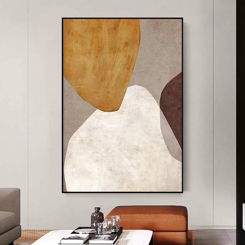 Quadro Decorativo 1 Tela: Arte Abstrata Minimalista em Tons de Branco, Marrom e Bege, Inspirao Tranquila para Ambientes Contemplativos