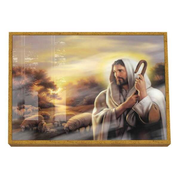 Quadro Decorativo: O Bom Pastor em Harmonia com a Natureza