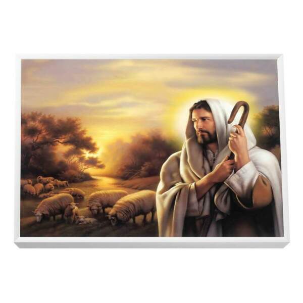 Quadro Decorativo: O Bom Pastor em Harmonia com a Natureza