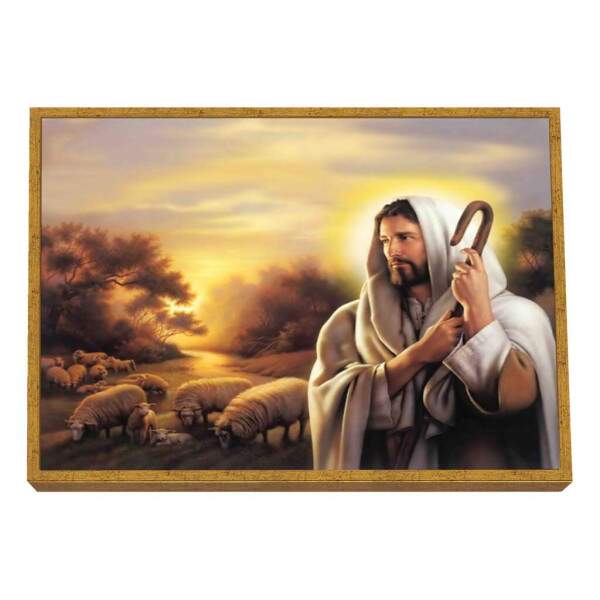 Quadro Decorativo: O Bom Pastor em Harmonia com a Natureza