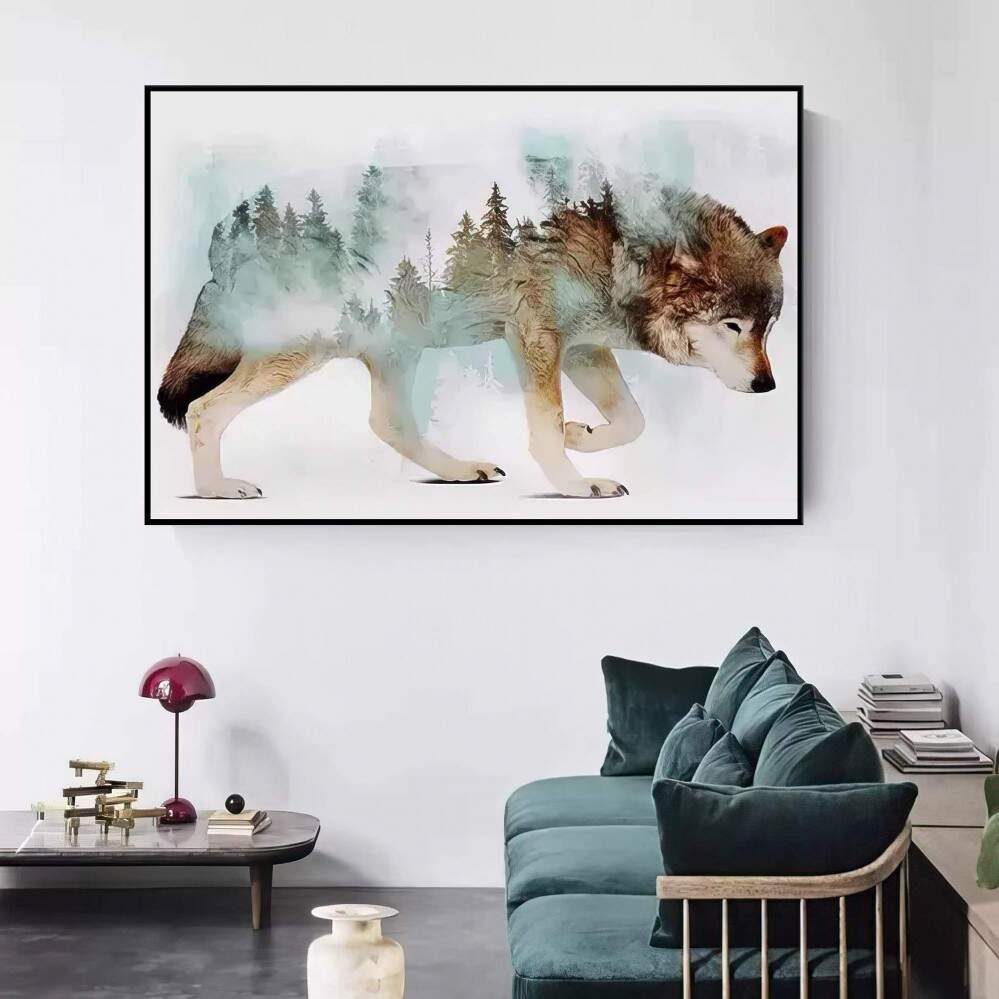 Quadro Decorativo 1 Telas: Majestade do Lobo - Imponncia e Beleza da Vida Selvagem na Neve para seu Ambiente