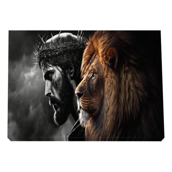 Quadro Decorativo O Leo e o Salvador: Inspirao nica