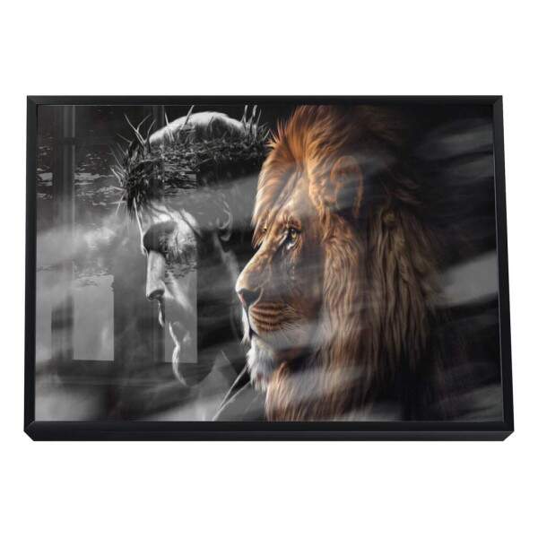 Quadro Decorativo O Leo e o Salvador: Inspirao nica
