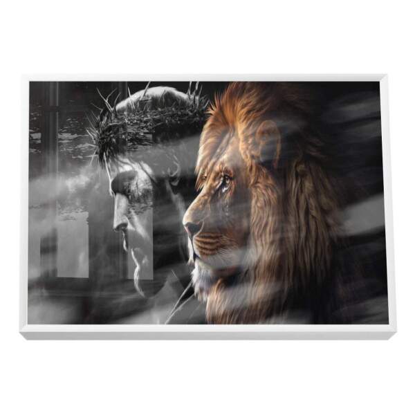 Quadro Decorativo O Leo e o Salvador: Inspirao nica