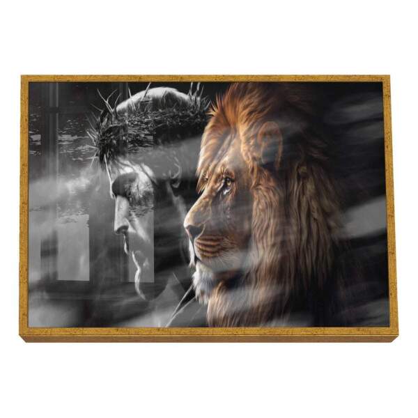 Quadro Decorativo O Leo e o Salvador: Inspirao nica