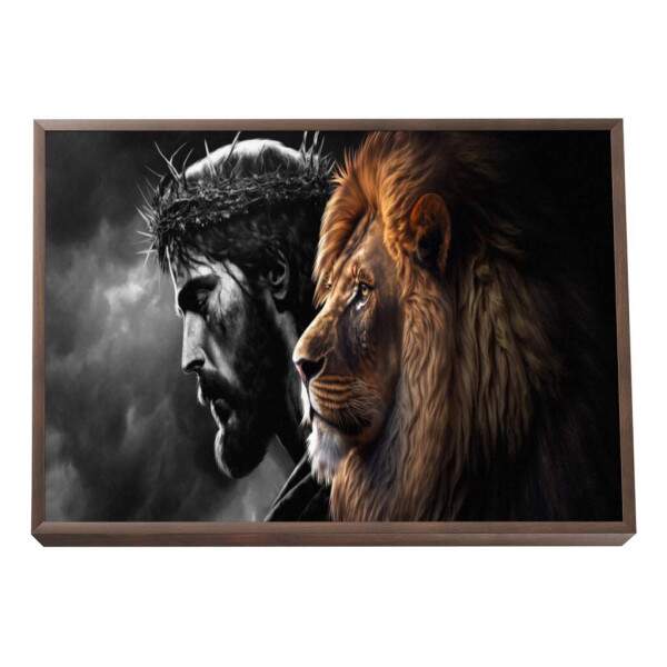 Quadro Decorativo O Leo e o Salvador: Inspirao nica