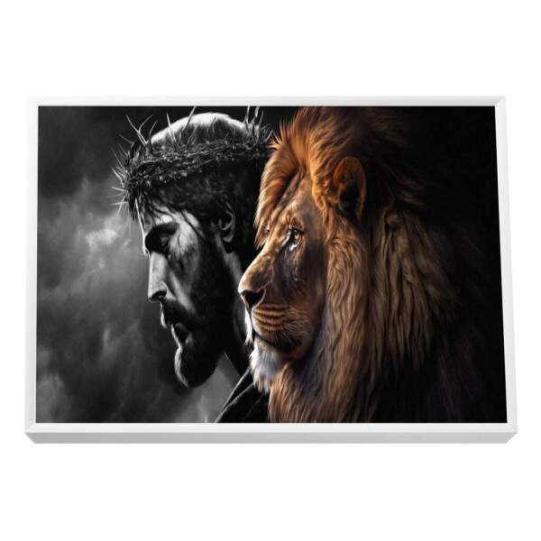 Quadro Decorativo O Leo e o Salvador: Inspirao nica