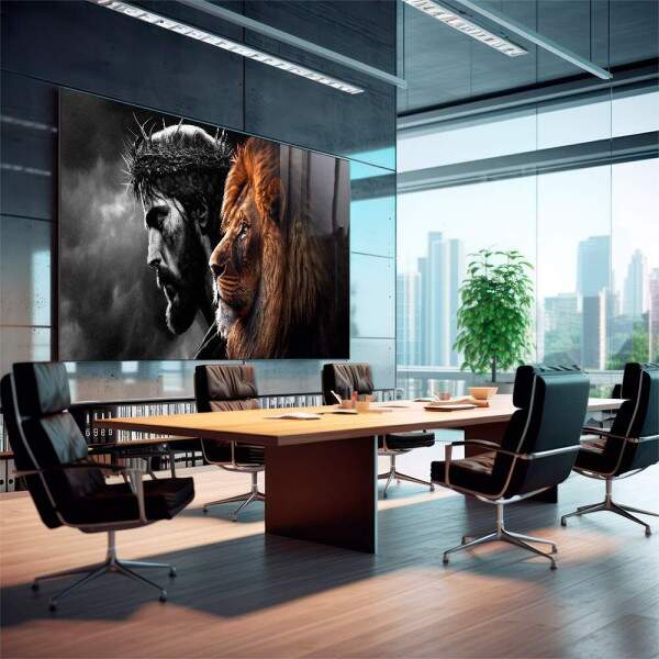 Quadro Decorativo O Leo e o Salvador: Inspirao nica