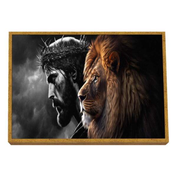 Quadro Decorativo O Leo e o Salvador: Inspirao nica