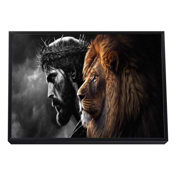 Quadro Decorativo O Leo e o Salvador: Inspirao nica