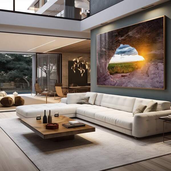Quadro Decorativo Caverna ao Amanhecer: Ilumine seu Lar