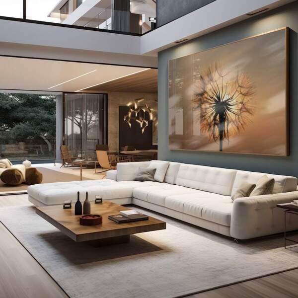 Quadro Decorativo Inspirador Dente-de-Leo ao Pr do Sol
