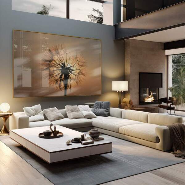 Quadro Decorativo Inspirador Dente-de-Leo ao Pr do Sol