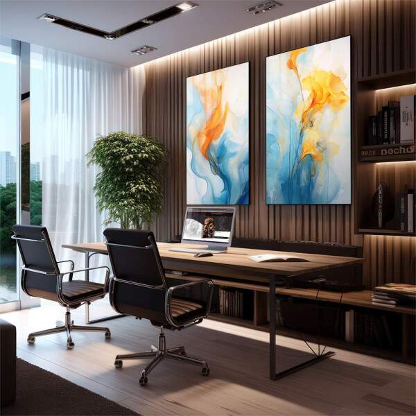 Quadro Decorativo Duo Abstrato Primavera - Arte Vibrante para Sua Casa