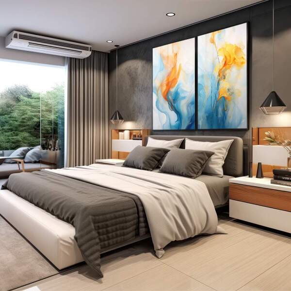 Quadro Decorativo Duo Abstrato Primavera - Arte Vibrante para Sua Casa