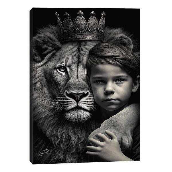 Quadro Decorativo Elegante Leo com Menino - Arte em Canvas Premium