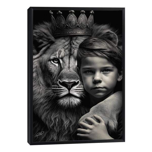 Quadro Decorativo Elegante Leo com Menino - Arte em Canvas Premium