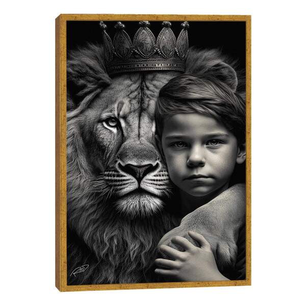 Quadro Decorativo Elegante Leo com Menino - Arte em Canvas Premium
