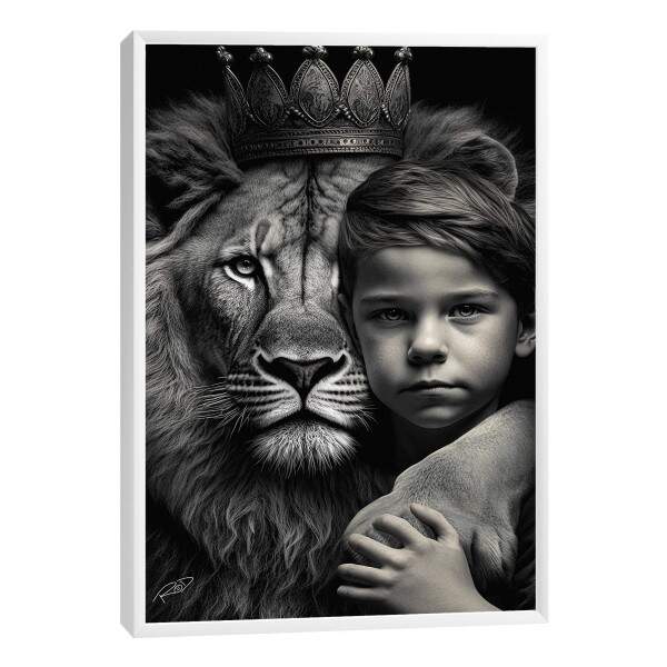 Quadro Decorativo Elegante Leo com Menino - Arte em Canvas Premium