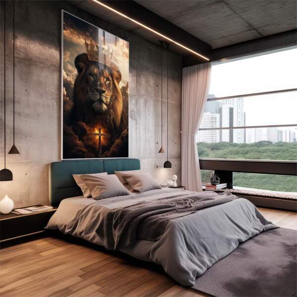Quadro Decorativo Majestade do Leo - Beleza e Fora em sua Parede
