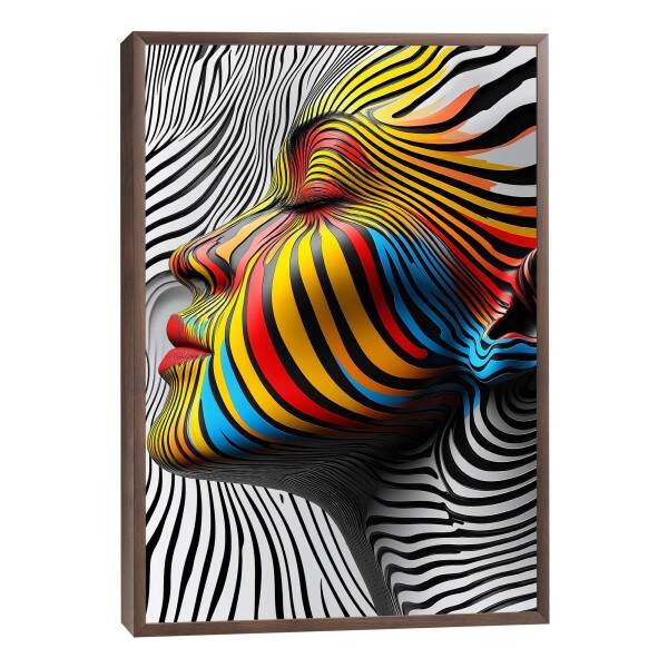 Quadro Decorativo Mulher Sobre linhas Abstratas