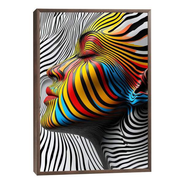 Quadro Decorativo Mulher Sobre linhas Abstratas