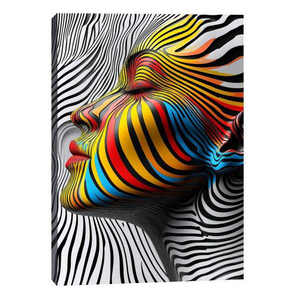 Quadro Decorativo Mulher Sobre linhas Abstratas