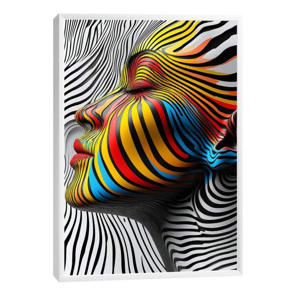 Quadro Decorativo Mulher Sobre linhas Abstratas