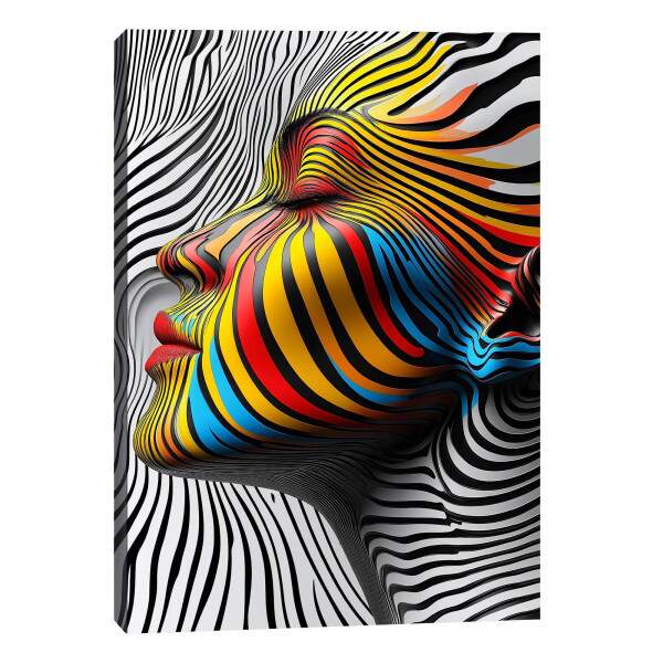 Quadro Decorativo Mulher Sobre linhas Abstratas