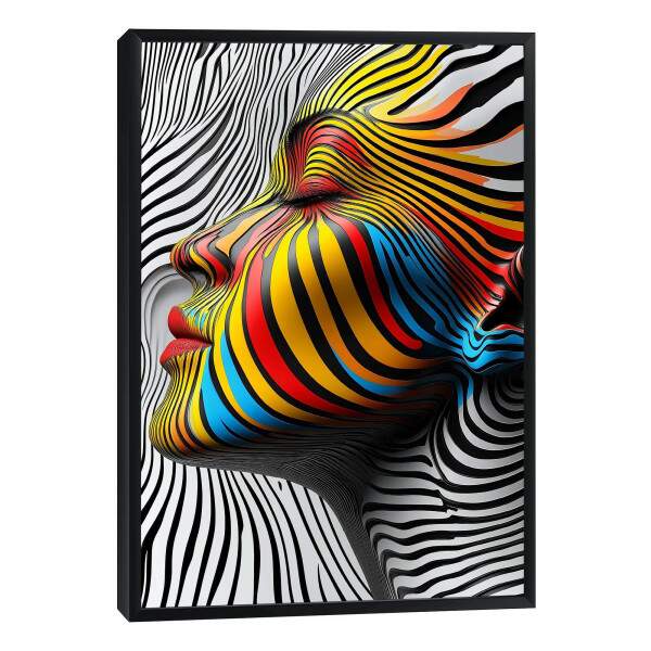 Quadro Decorativo Mulher Sobre linhas Abstratas