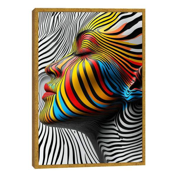Quadro Decorativo Mulher Sobre linhas Abstratas