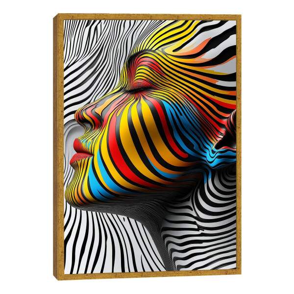 Quadro Decorativo Mulher Sobre linhas Abstratas