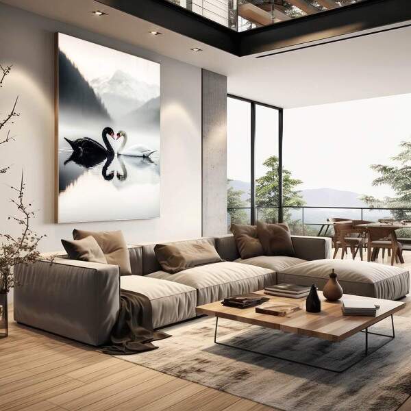 Quadro Decorativo O Amor Dos Cisnes