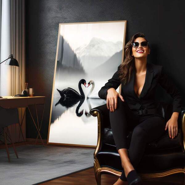 Quadro Decorativo O Amor Dos Cisnes