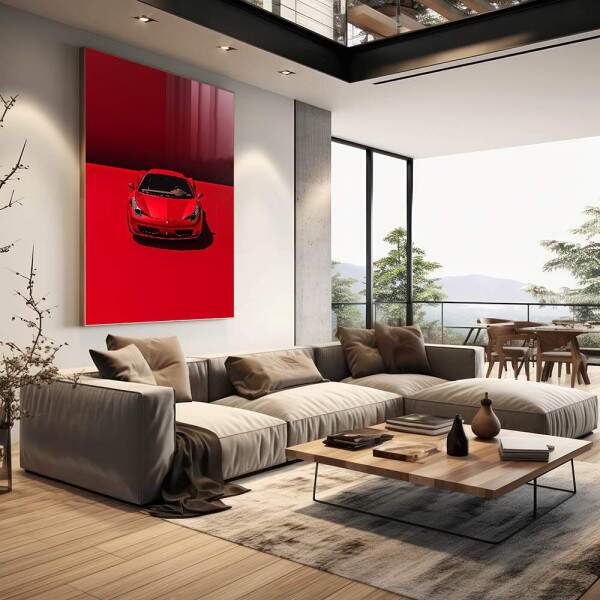 Quadro Decorativo Luxuoso de Carro Vermelho