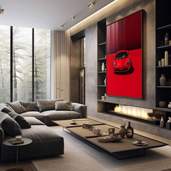 Quadro Decorativo Luxuoso de Carro Vermelho