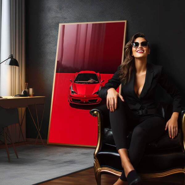 Quadro Decorativo Luxuoso de Carro Vermelho