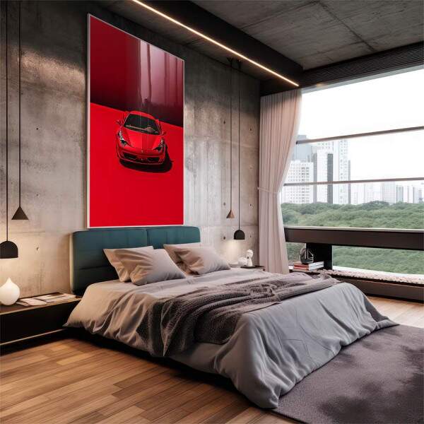 Quadro Decorativo Luxuoso de Carro Vermelho