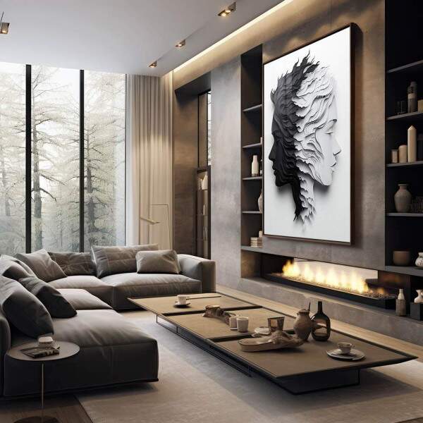 Quadro Decorativo Duas Faces Preto e Branco
